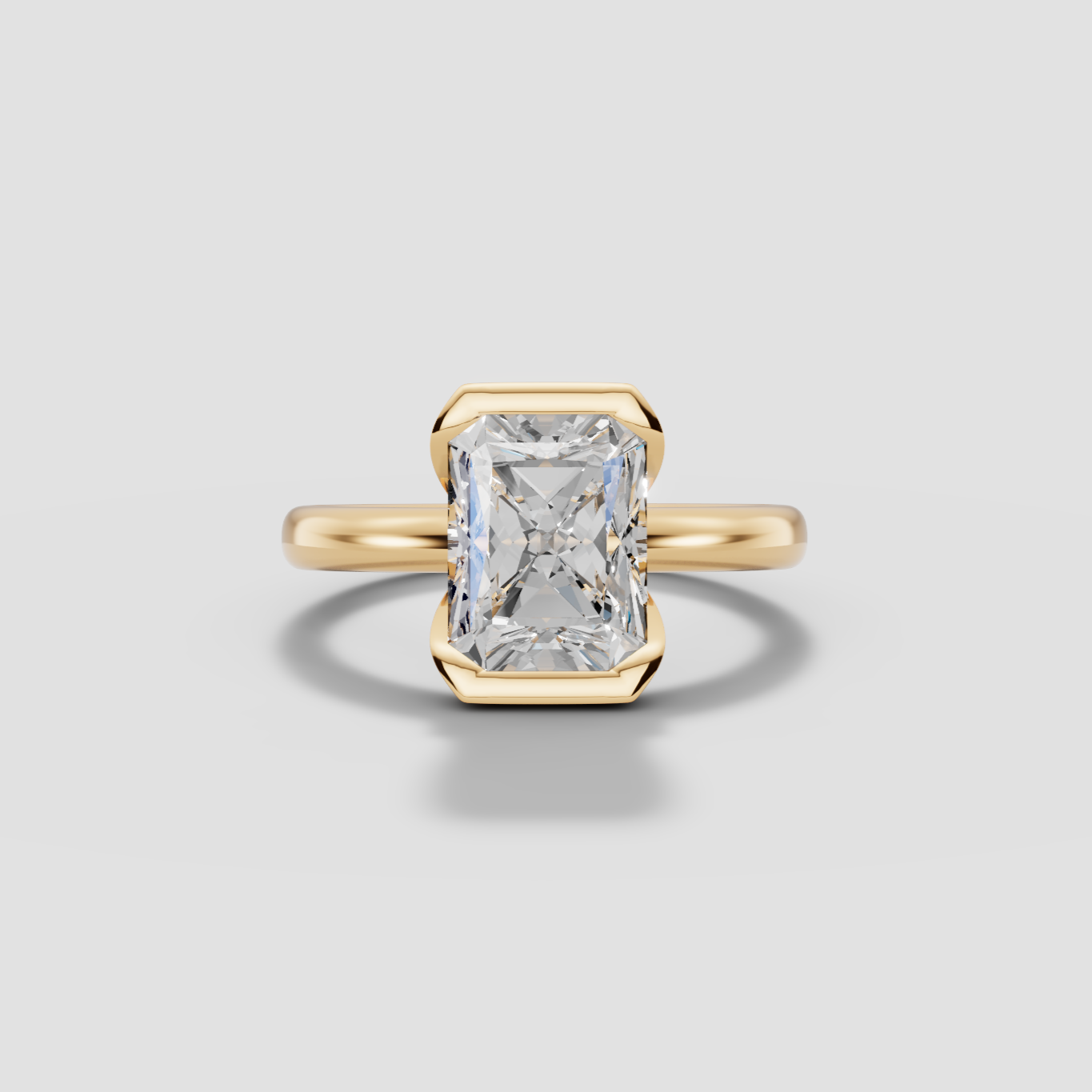 LYRIA | Anillo solitario radiante biselado parcial