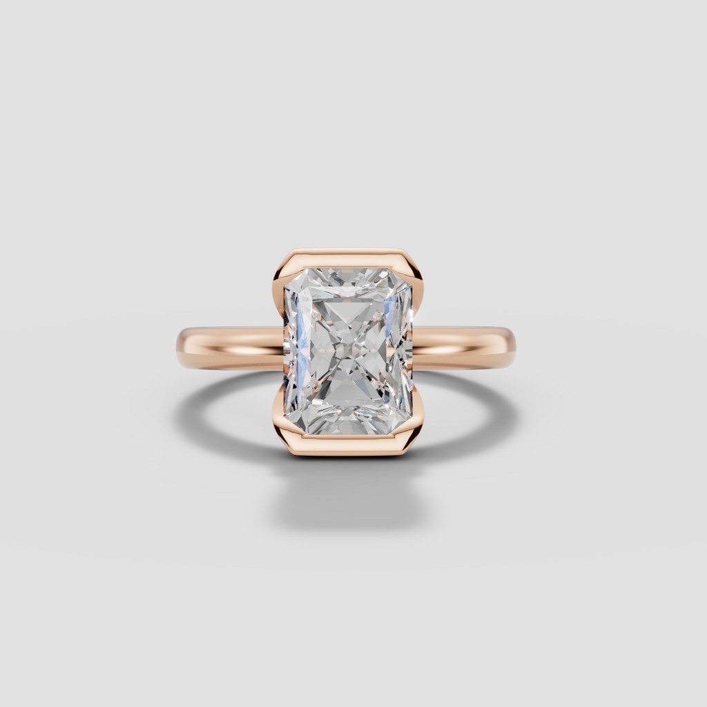 LYRIA | Anillo solitario radiante biselado parcial