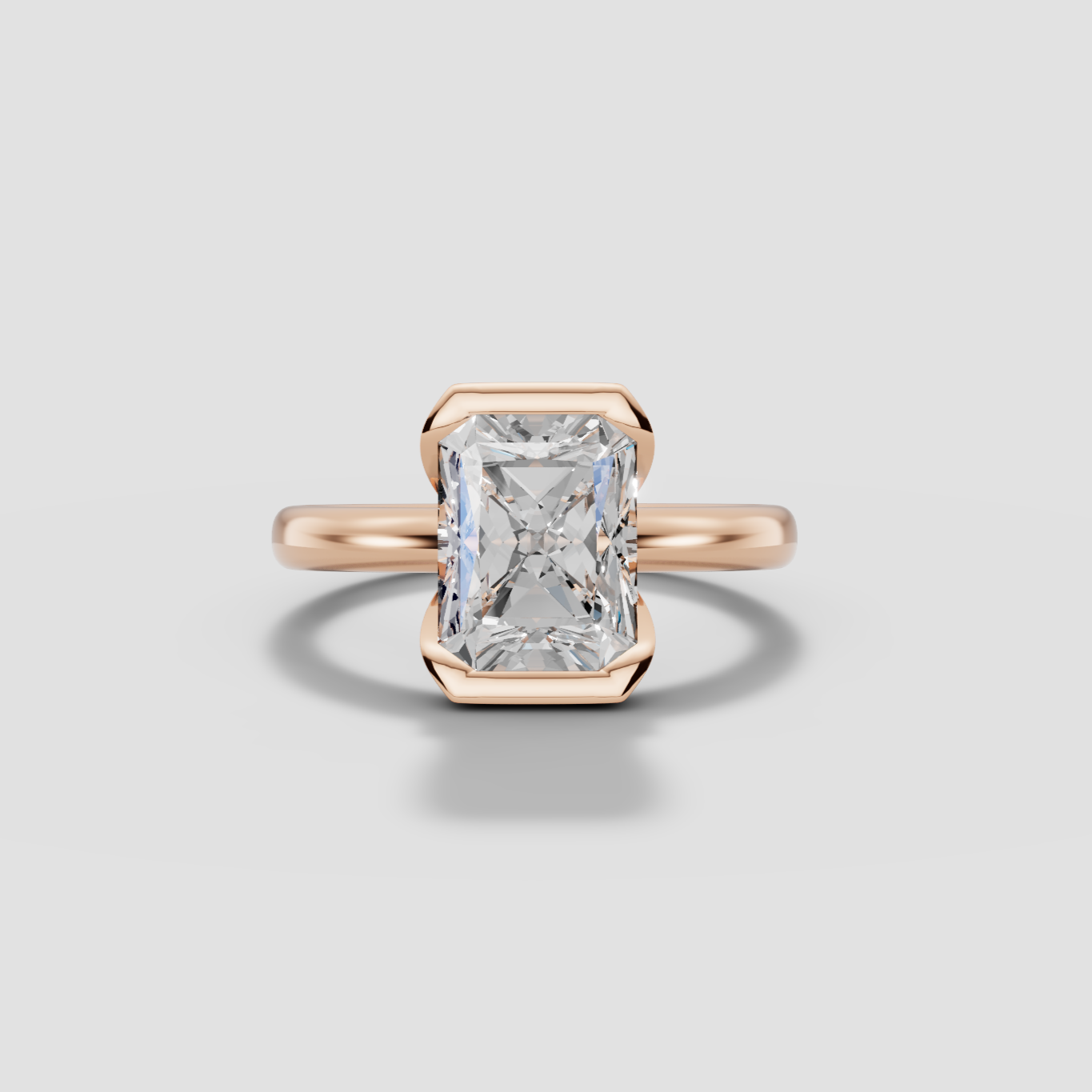 LYRIA | Anillo solitario radiante biselado parcial