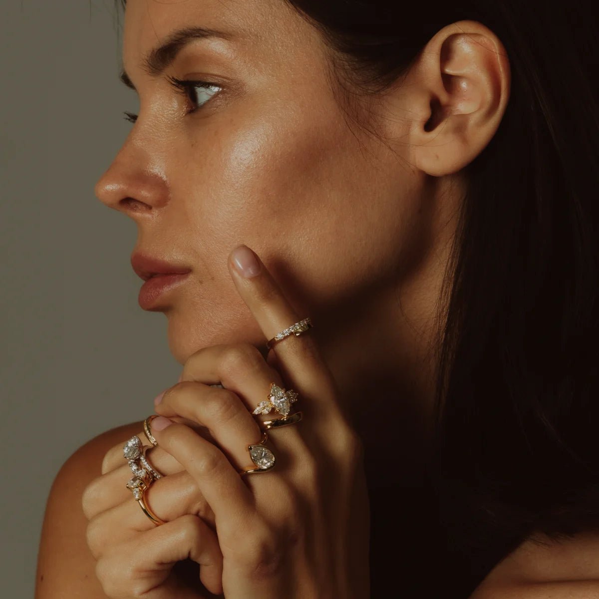 VESTA | Anillo clúster marquesa en oro platino moissanita diamante Oro rosa 14k - Anillo de compromiso personalizado BRAVORA Jewelry